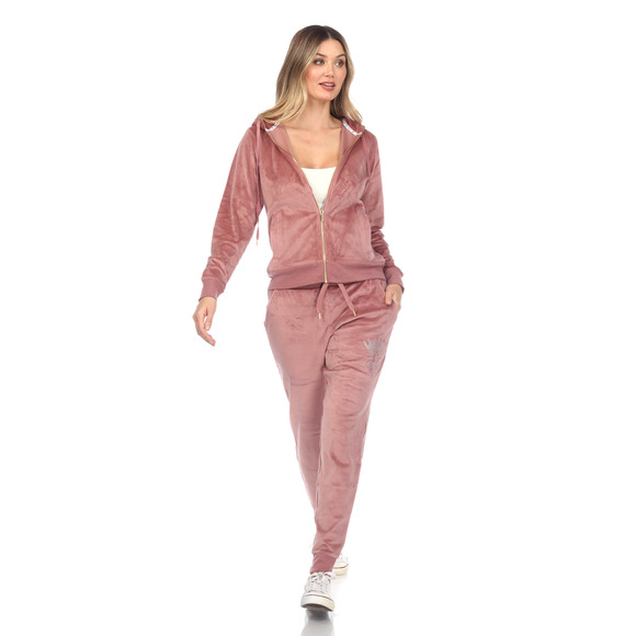 Rhinestone 2 Piece Velour Tracksuit Set - Picture 1 of 5